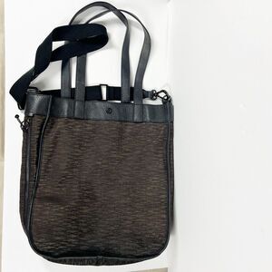 Lululemon Athletica Brown Black Jacquard Now and Always Mini Tote Stylish Bag